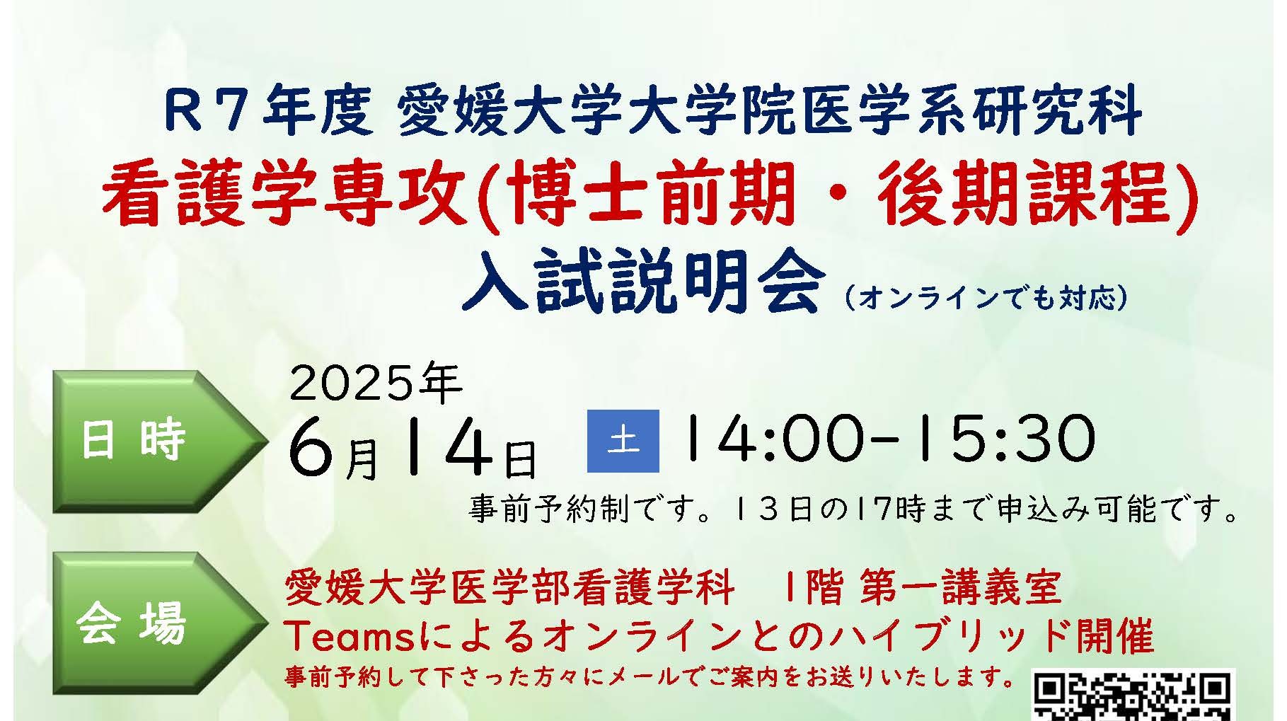 看護学専攻　入試説明会